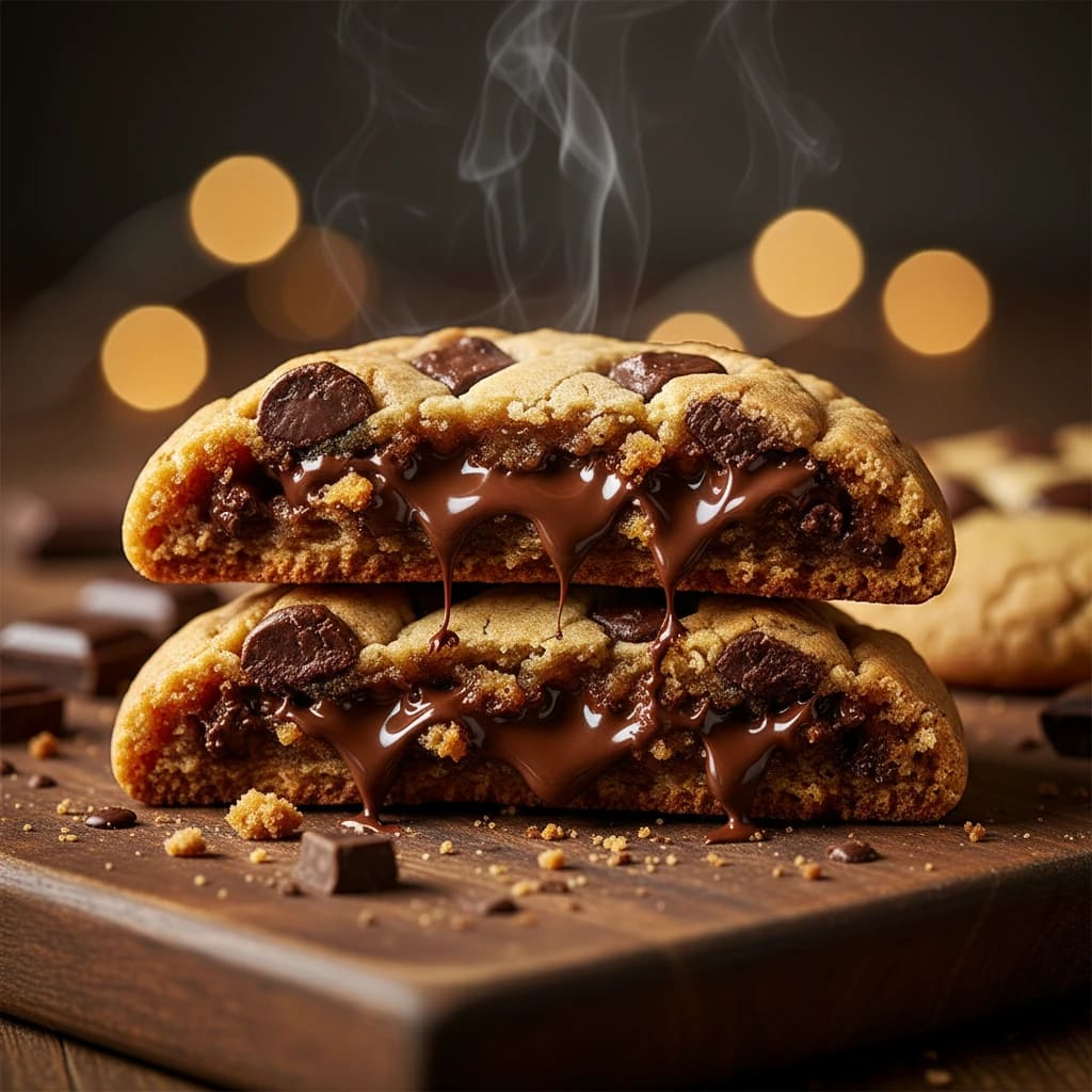 کوکی های شکلاتی با بافت دوگانه شکر قهوه ای و مغز نرم