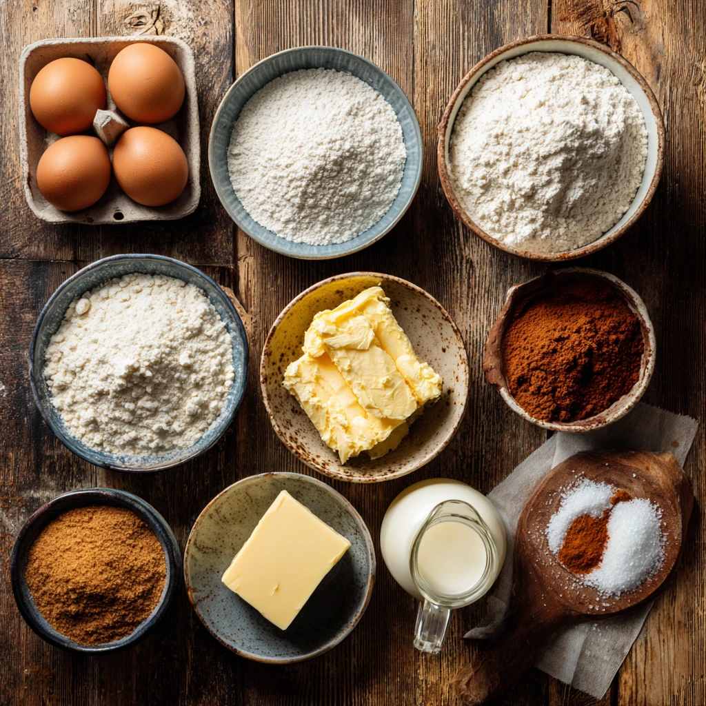 مواد کیک چوروس با شکر قهوه ای