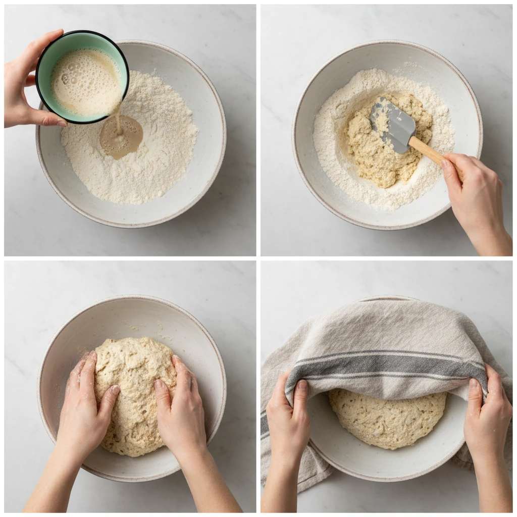 مراحل عمل‌ آوری و ورز دادن خمیر برای رول