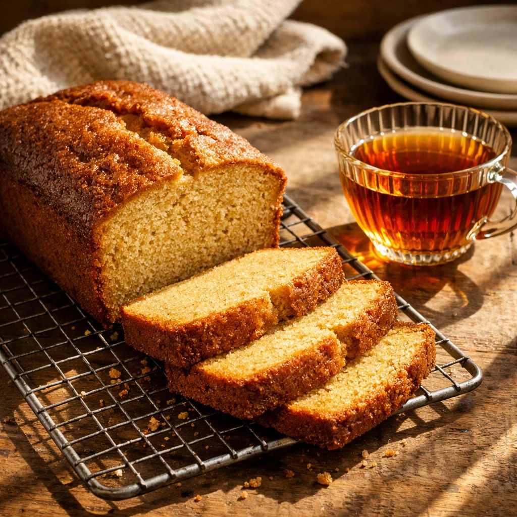 سرو و تزیین کیک کره ای با شکر قهوه ای در کنار نوشیدنی گرم