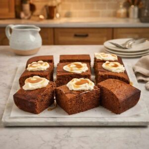 کیک زنجبیلی با شکر قهوه ای و طعم رویایی سس کارامل