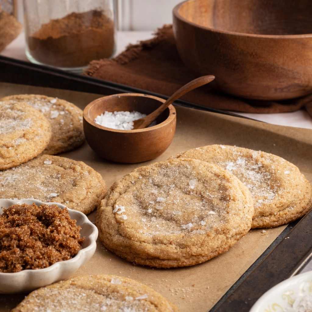 سینی آماده شده کوکی نرم با شکر قهوه‌ ای