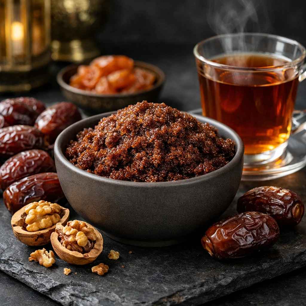 مواد اولیه دسر ماه رمضان با شکر قهوه ای