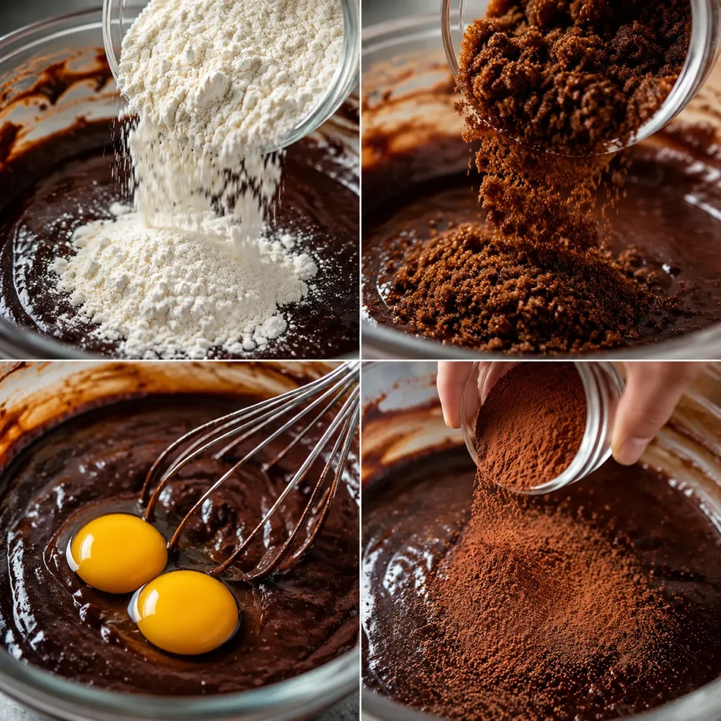 ترکیب کردن مواد خشک و تر برای پخت براونی