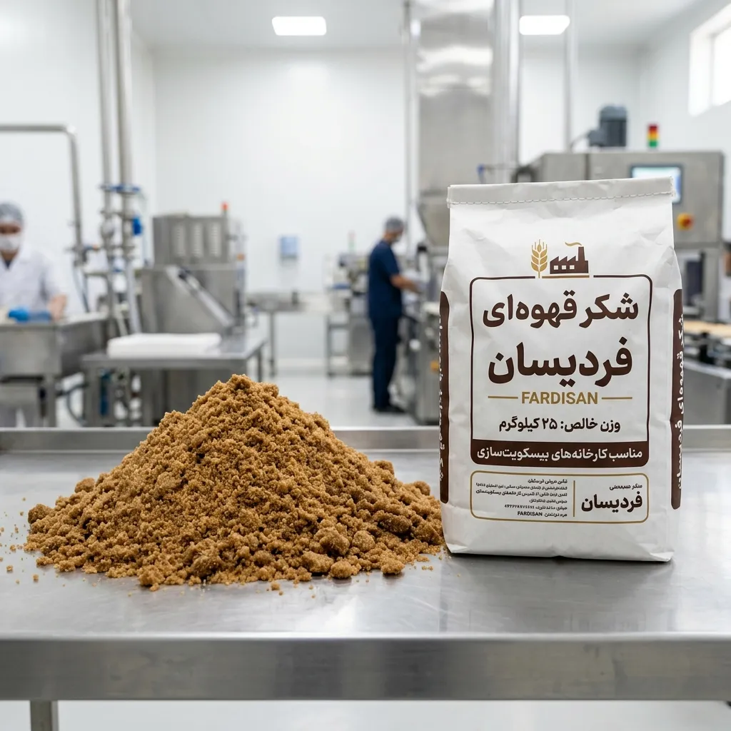 بسته بندی ۲۵ کیلو گرمی شکر قهوه ای فردیسان مناسب تولید برای خمیر بیسکویت