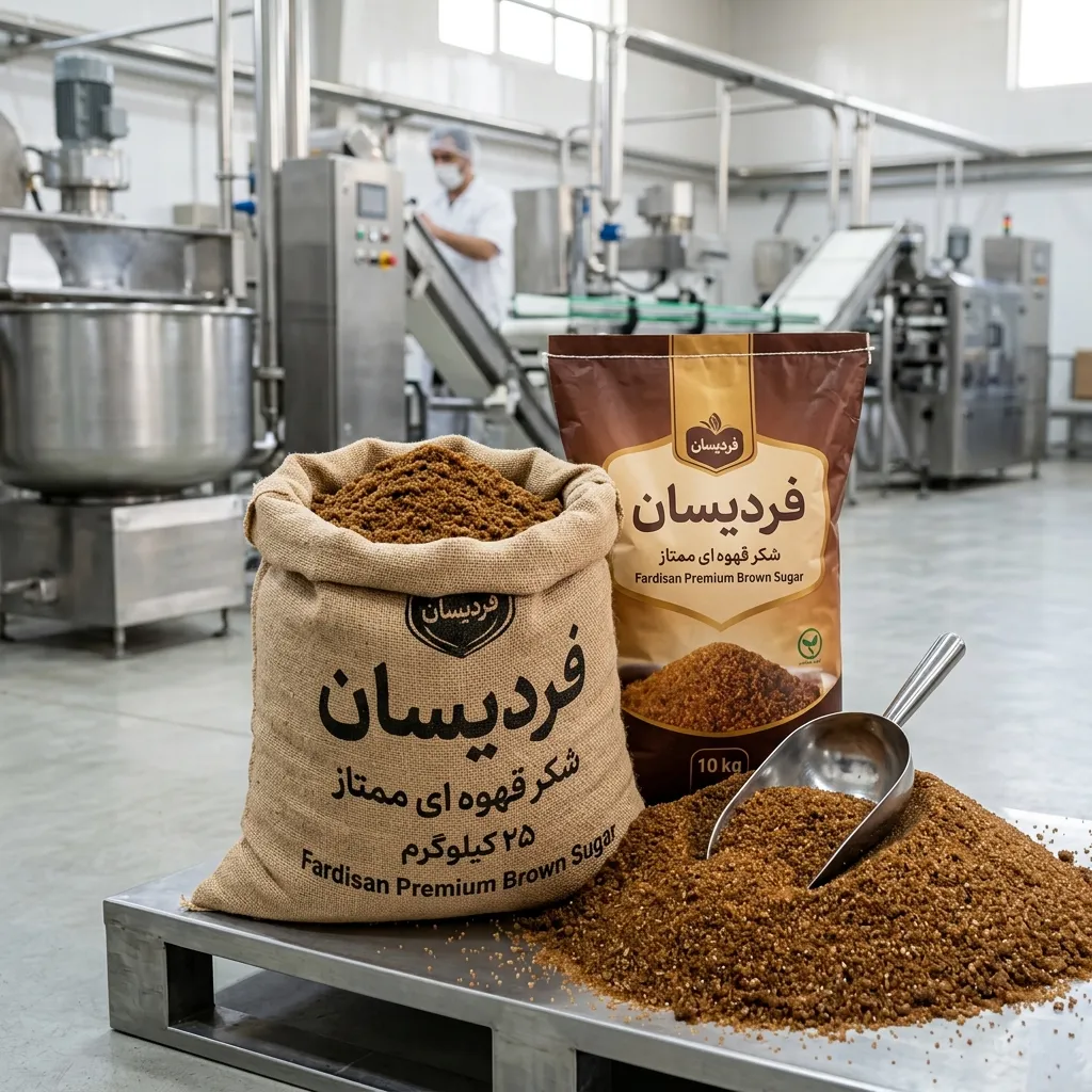 گونی صنعتی شکر قهوه ای در فرمولاسیون مواد غذایی در سالن تولید
